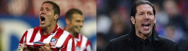 Diego Simeone játékosként és edzőként. A szenvedély nem változott.